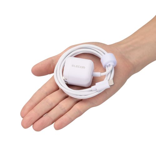 AC充電器/スマホ・タブレット用/USB Power Delivery/20W/USB-Cケーブル一体/1.5m/ホワイト