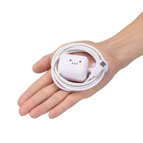 AC充電器/スマホ・タブレット用/USB Power Delivery/30W/USB-Cケーブル一体/1.5m/しろちゃん