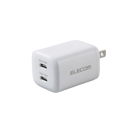 AC充電器/USB充電器/USB PD対応/35W/USB-C×2/スイングプラグ/ホワイト