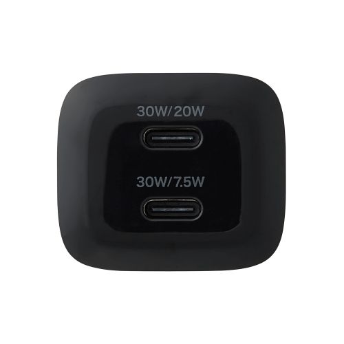 AC充電器/USB充電器/USB PD対応/30W/USB-C×2/スイングプラグ/ブラック