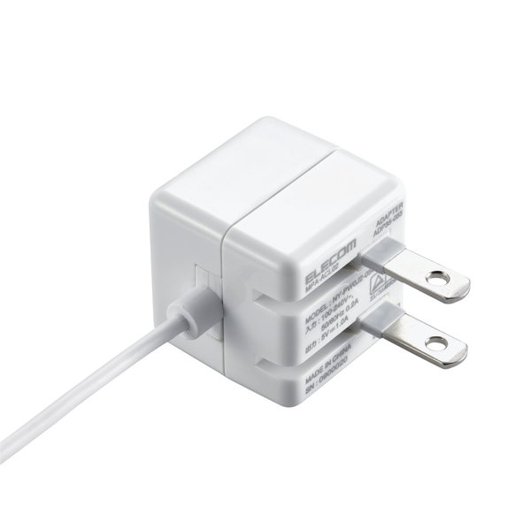 Lightning-AC充電器/1.0A出力/ケーブル一体/1.5m/ホワイト
