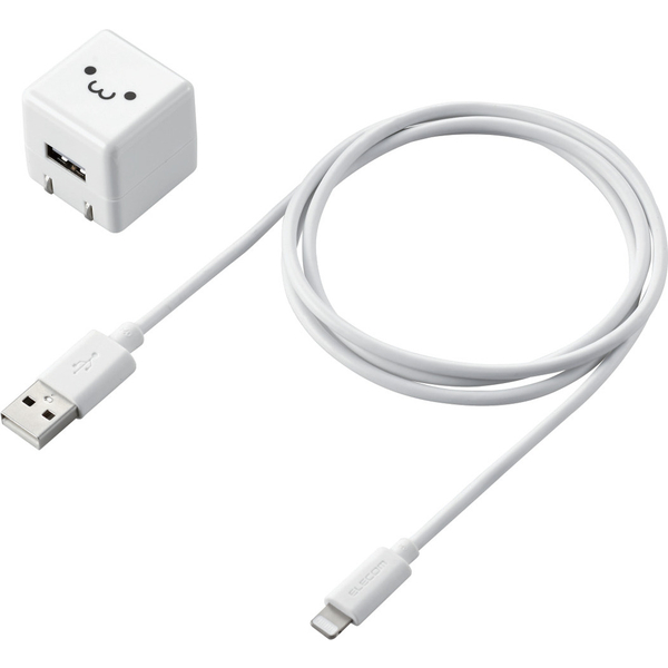 Lightning-AC充電器/1.0A出力/ケーブル同梱/1.0m/ホワイトフェイス