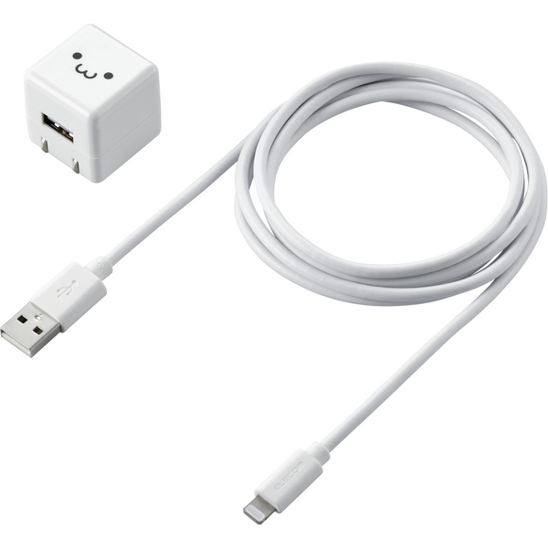Lightning-AC充電器/1.0A出力/ケーブル同梱/1.5m/ホワイトフェイス