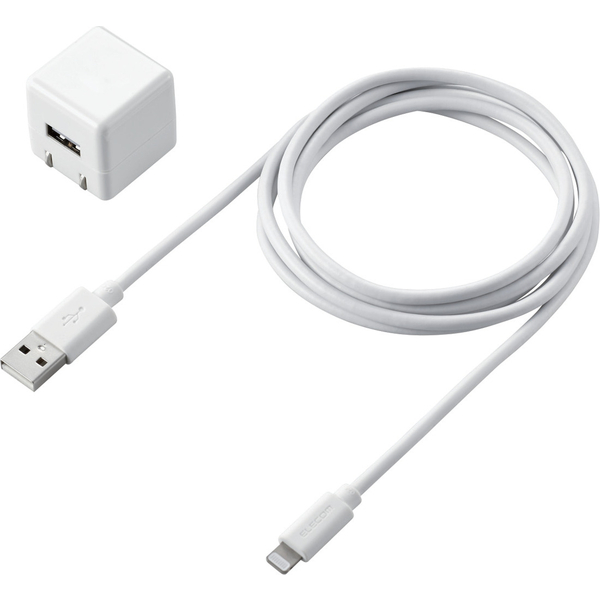 Lightning-AC充電器/1.0A出力/ケーブル同梱/1.5m/ホワイト
