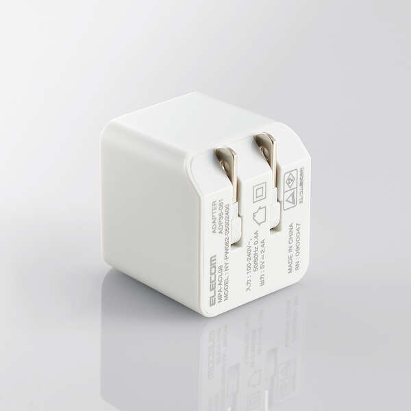 Lightning-AC充電器/2.4A出力/ケーブル同梱/1.0m/高耐久ケーブル/ホワイトフェイス