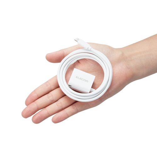 LightningAC充電器/USB Power Delivery対応/20W/Lightningケーブル一体型/スイングプラグ/1.5m/ホワイト