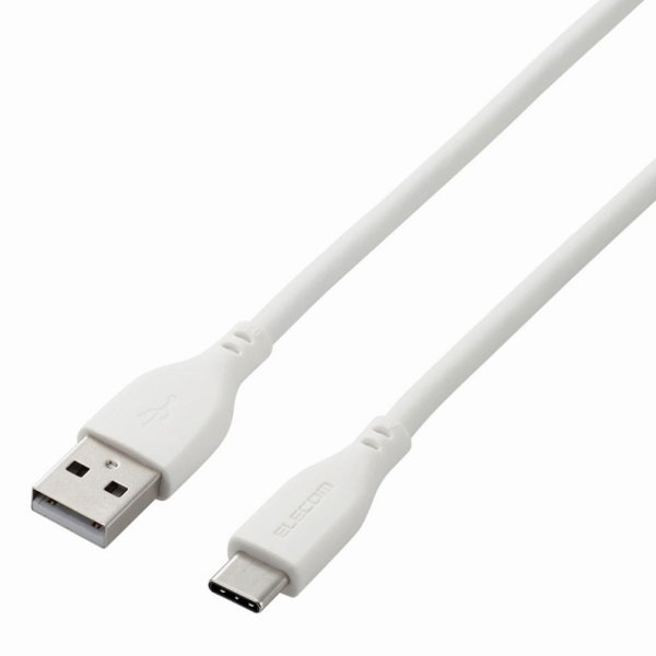 USB-A to USB Type-Cケーブル/なめらか/1.0m/ホワイト