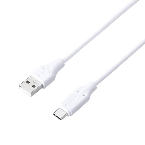 USB-A to USB Type-Cケーブル/シリコン/ブレーカー内蔵/最大15W/1.0m/ホワイト