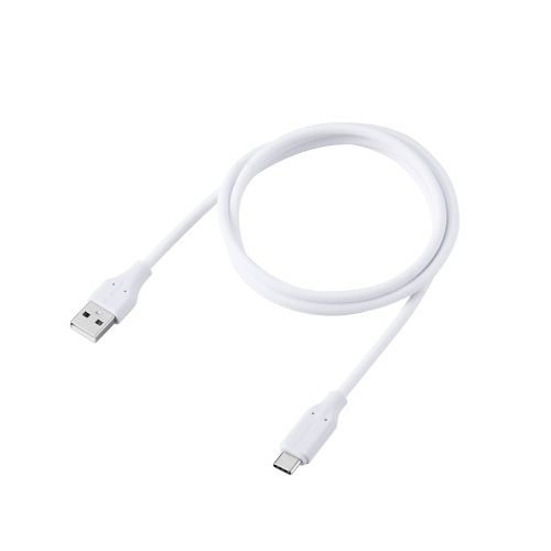 USB-A to USB Type-Cケーブル/シリコン/ブレーカー内蔵/最大15W/1.0m/ホワイト