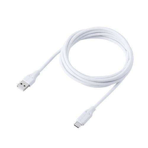 USB-A to USB Type-Cケーブル/シリコン/ブレーカー内蔵/最大15W/2.0m/ホワイト