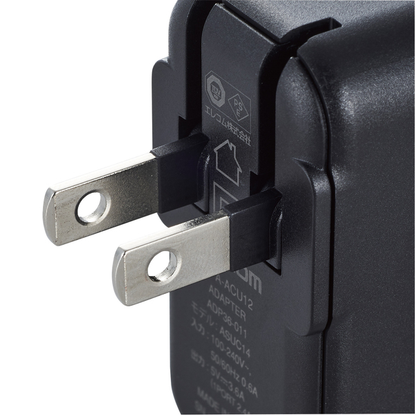 AC充電器/スマホ・タブレット用/3.6A出力/USB-Aメス3ポート/おまかせ充電搭載/ブラック