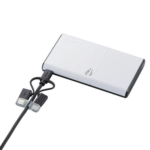 スマートフォン用USBケーブル/3in1/microUSB+Type-C+Lightning/1.2m/ブラック