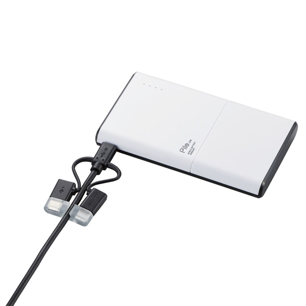 スマートフォン用USBケーブル/3in1/microUSB+Type-C+Lightning/1.2m/ブラック