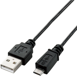 極細Micro-USB(A-MicroB)ケーブル/1.0m/ブラック