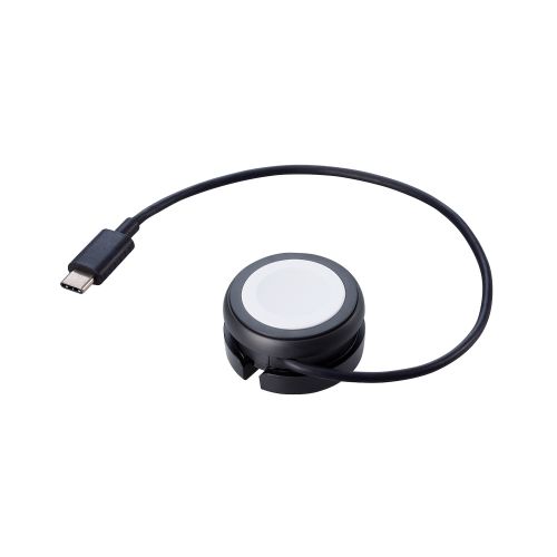 Apple Watch磁気充電ケーブル/高速充電対応/巻き取りタイプ/USB Type-C/ブラック