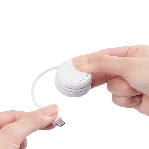 Apple Watch磁気充電ケーブル/高速充電対応/巻き取りタイプ/USB Type-C/ホワイト