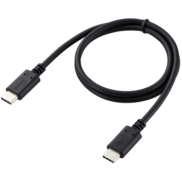 スマホ・タブレット用USBケーブル/USB(C-C)/スタンダード/USB Power Delivery対応/認証品/0.5m/ブラック