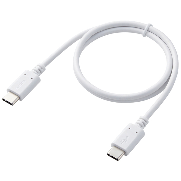 スマホ・タブレット用USBケーブル/USB(C-C)/スタンダード/USB Power Delivery対応/認証品/0.5m/ホワイト