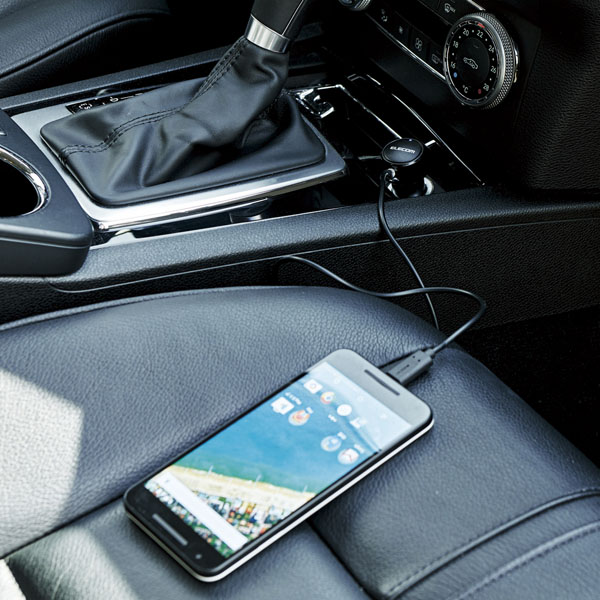 シガーチャージャー/Type-C/ストレートタイプ/1m/2.4A/ブラック