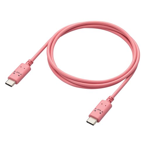 USB Type-C to USB Type-Cケーブル/USB Power Delivery対応/顔つきタイプ/1.0m/トキメキ(ピンク×ブラック)