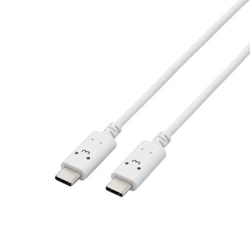 USB Type-C to USB Type-Cケーブル/USB Power Delivery対応/顔つきタイプ/1.0m/しろちゃん(ホワイト×ブラック)