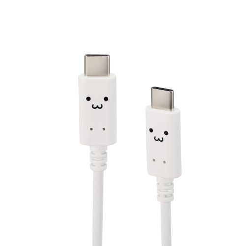 USB Type-C to USB Type-Cケーブル/USB Power Delivery対応/顔つきタイプ/1.0m/しろちゃん(ホワイト×ブラック)