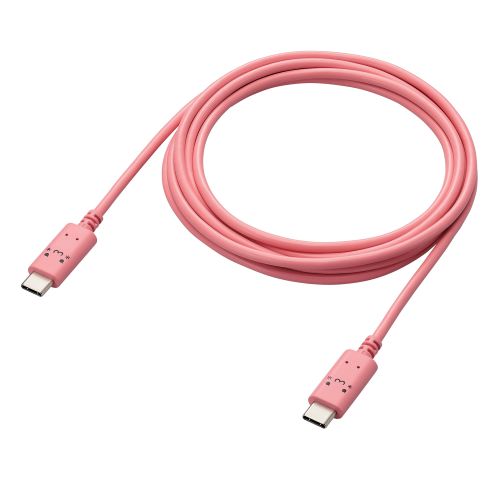 USB Type-C to USB Type-Cケーブル/USB Power Delivery対応/顔つきタイプ/2.0m/トキメキ(ピンク×ブラック)