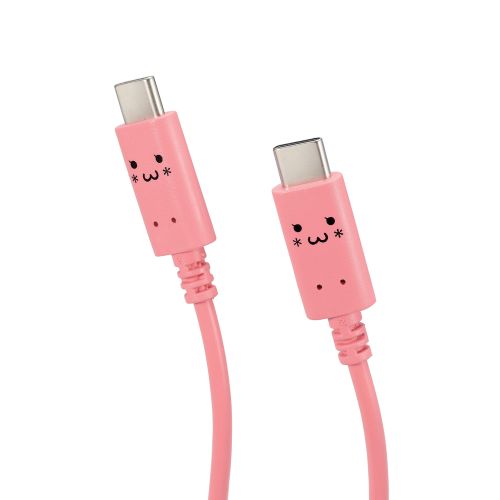 USB Type-C to USB Type-Cケーブル/USB Power Delivery対応/顔つきタイプ/2.0m/トキメキ(ピンク×ブラック)