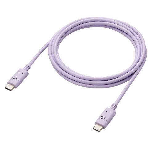 USB Type-C to USB Type-Cケーブル/USB Power Delivery対応/顔つきタイプ/2.0m/スリーピー(パープル×ブラック)