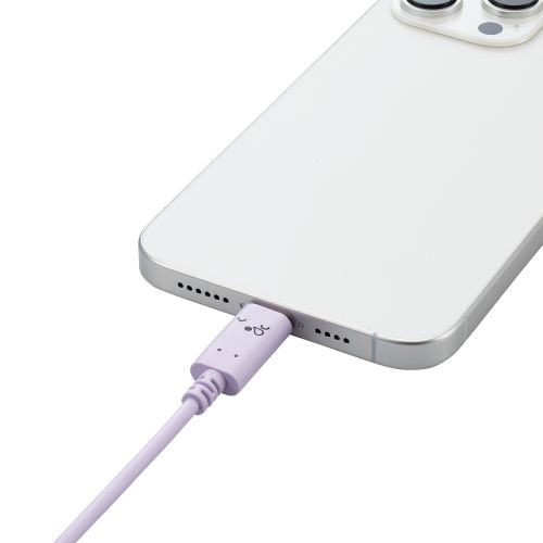 USB Type-C to USB Type-Cケーブル/USB Power Delivery対応/顔つきタイプ/2.0m/スリーピー(パープル×ブラック)