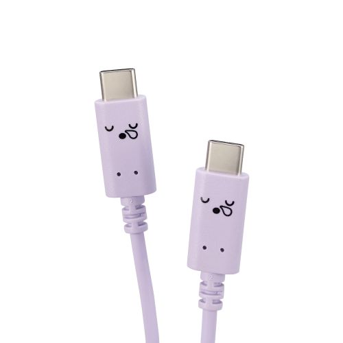 USB Type-C to USB Type-Cケーブル/USB Power Delivery対応/顔つきタイプ/2.0m/スリーピー(パープル×ブラック)