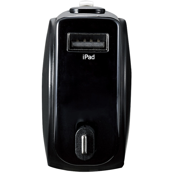 シガーチャージャー/リール90cm+USB Aポート/4.8A/インジケーター付/ブラック