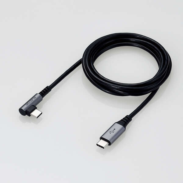 USB Type-Cケーブル/スマホ用/USB(C-C)/USB Power Delivery対応/認証品/L字コネクタ/抗菌・抗ウイルス/1.2m/ブラック