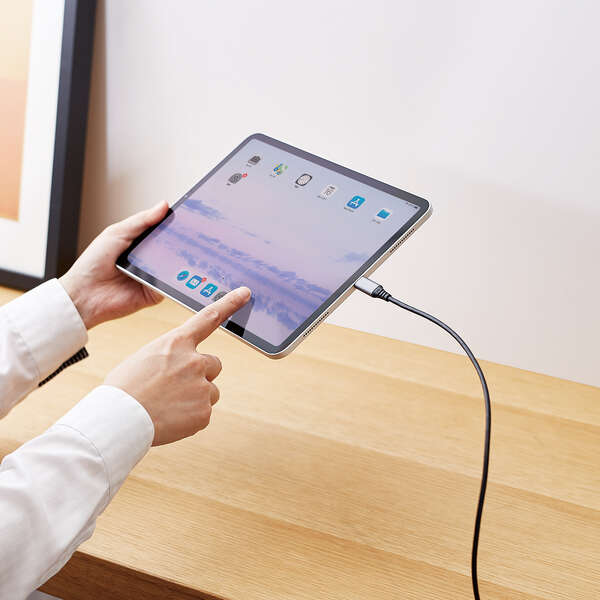 USB Type-Cケーブル/スマホ用/USB(C-C)/USB Power Delivery対応/認証品/L字コネクタ/抗菌・抗ウイルス/1.2m/ブラック