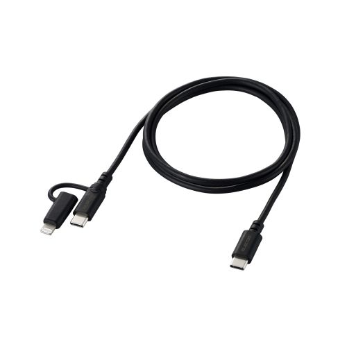 2in1 USBケーブル/Type-C+Lightning/USB Power Delivery対応/1.0m/ブラック