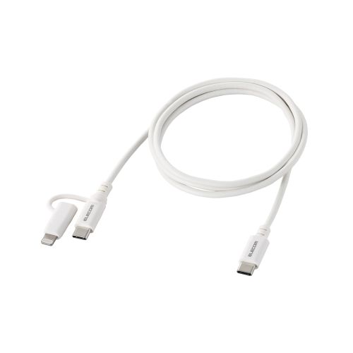 2in1 USBケーブル/Type-C+Lightning/USB Power Delivery対応/1.0m/ホワイト