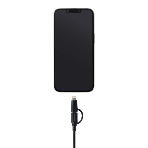 2in1 USBケーブル/Type-C+Lightning/USB Power Delivery対応/1.5m/ブラック