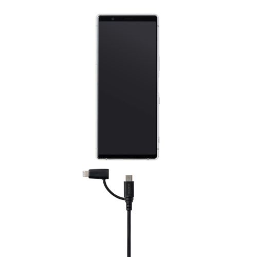 2in1 USBケーブル/Type-C+Lightning/USB Power Delivery対応/2.0m/ブラック