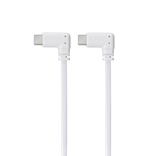 USB Type-C to USB Type-Cケーブル/フラット/L字/充電専用/USB Power Delivery対応/60W/0.1m/ホワイト