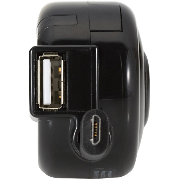 シガーチャージャー/microBリール65cm+USBポート/2.4A/ブラック