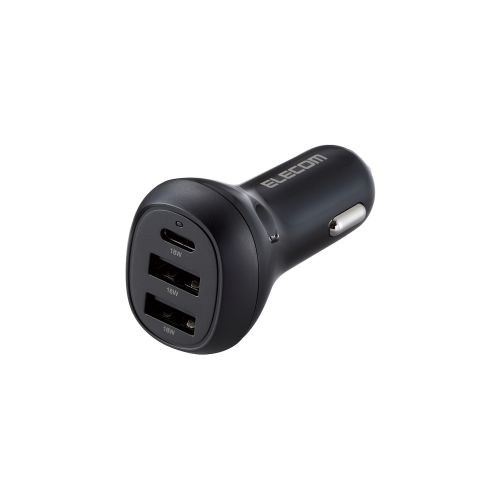 シガーチャージャー/USB Power Delivery 18W+QC18W/Type-C×1/USB-A×2/ブラック