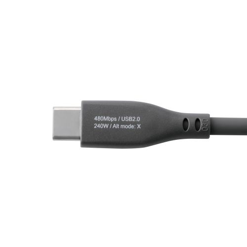 USB Type-C to USB Type-Cケーブル/シリコン/最大240W/1.5m/グレー