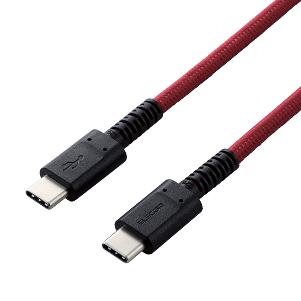 スマホ・タブレット用USBケーブル/USB(C-C)/高耐久/USB Power Delivery対応/認証品/1.2m/レッド
