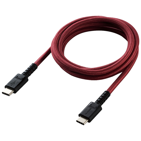 スマホ・タブレット用USBケーブル/USB(C-C)/高耐久/USB Power Delivery対応/認証品/1.2m/レッド