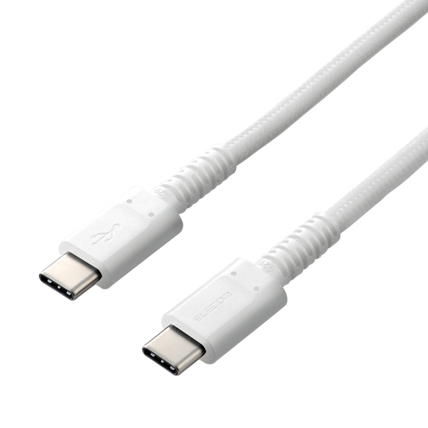 スマホ・タブレット用USBケーブル/USB(C-C)/高耐久/USB Power Delivery対応/認証品/1.2m/ホワイト