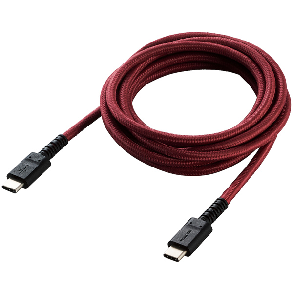 スマホ・タブレット用USBケーブル/USB(C-C)/高耐久/USB Power Delivery対応/認証品/2.0m/レッド
