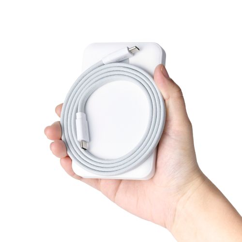 USB Type-C to USB Type-Cケーブル/まとまるマグネット/フラットナイロンメッシュ/USB Power Delivery対応/最大60W/1.0m/ホワイト