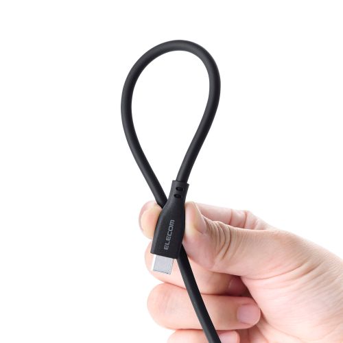 USB Type-C to USB Type-Cケーブル/まとまるマグネット/シリコン/USB Power Delivery対応/最大60W/1.0m/ブラック