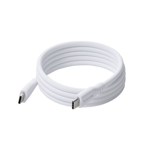 USB Type-C to USB Type-Cケーブル/まとまるマグネット/シリコン/USB Power Delivery対応/最大60W/1.0m/ホワイト