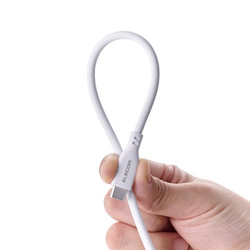 USB Type-C to USB Type-Cケーブル/まとまるマグネット/シリコン/USB Power Delivery対応/最大60W/1.0m/ホワイト